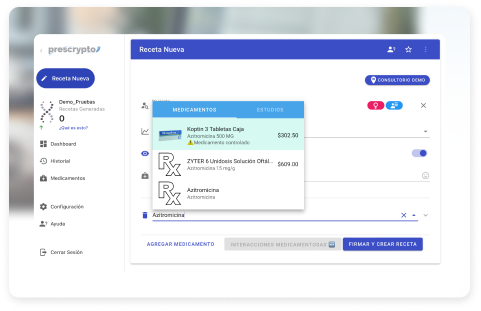 Interfaz de Prescrypto